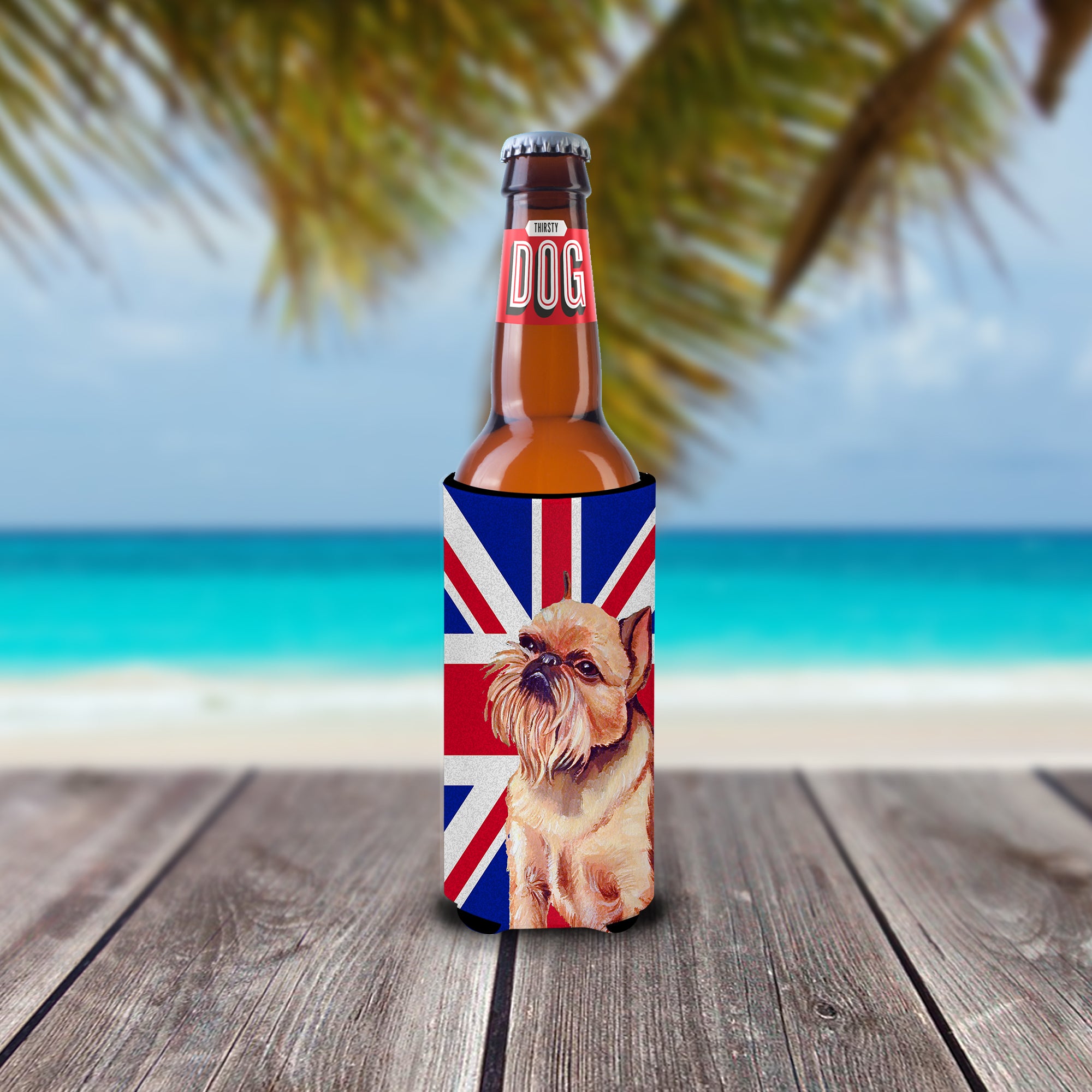 Brussels Griffon with English Union Jack British Flag Ultra Beverage Insulators for slim cans LH9466MUK.