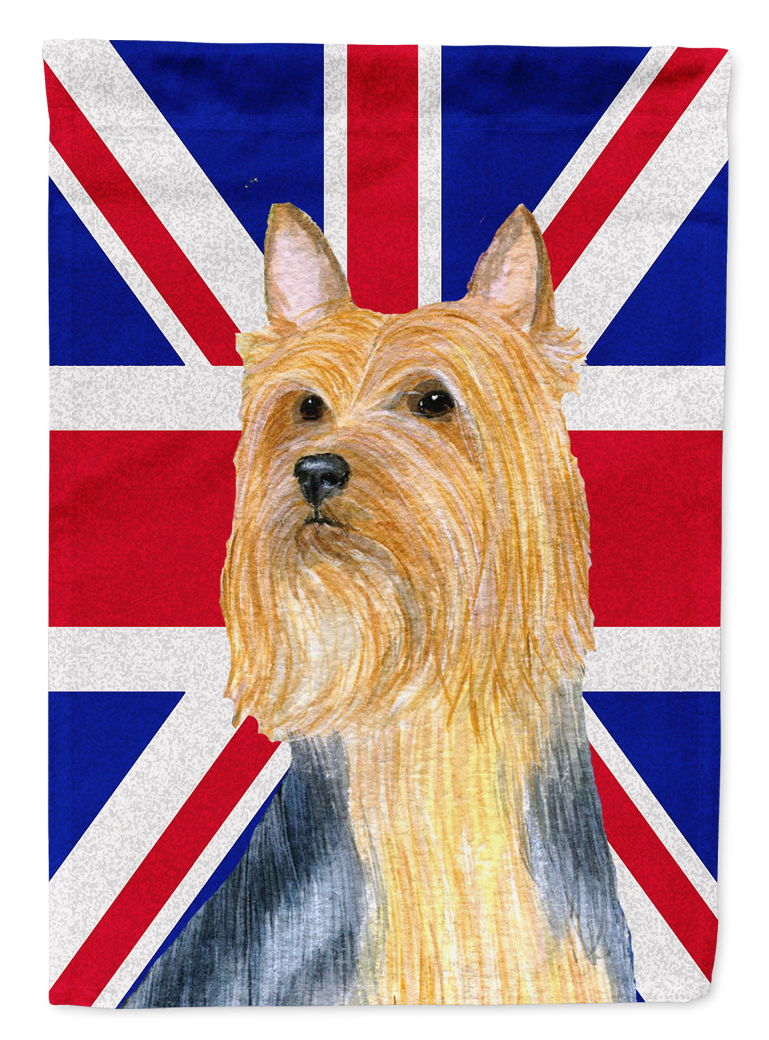 Silky Terrier with English Union Jack British Flag Flag Canvas House Size LH9468CHF  the-store.com.