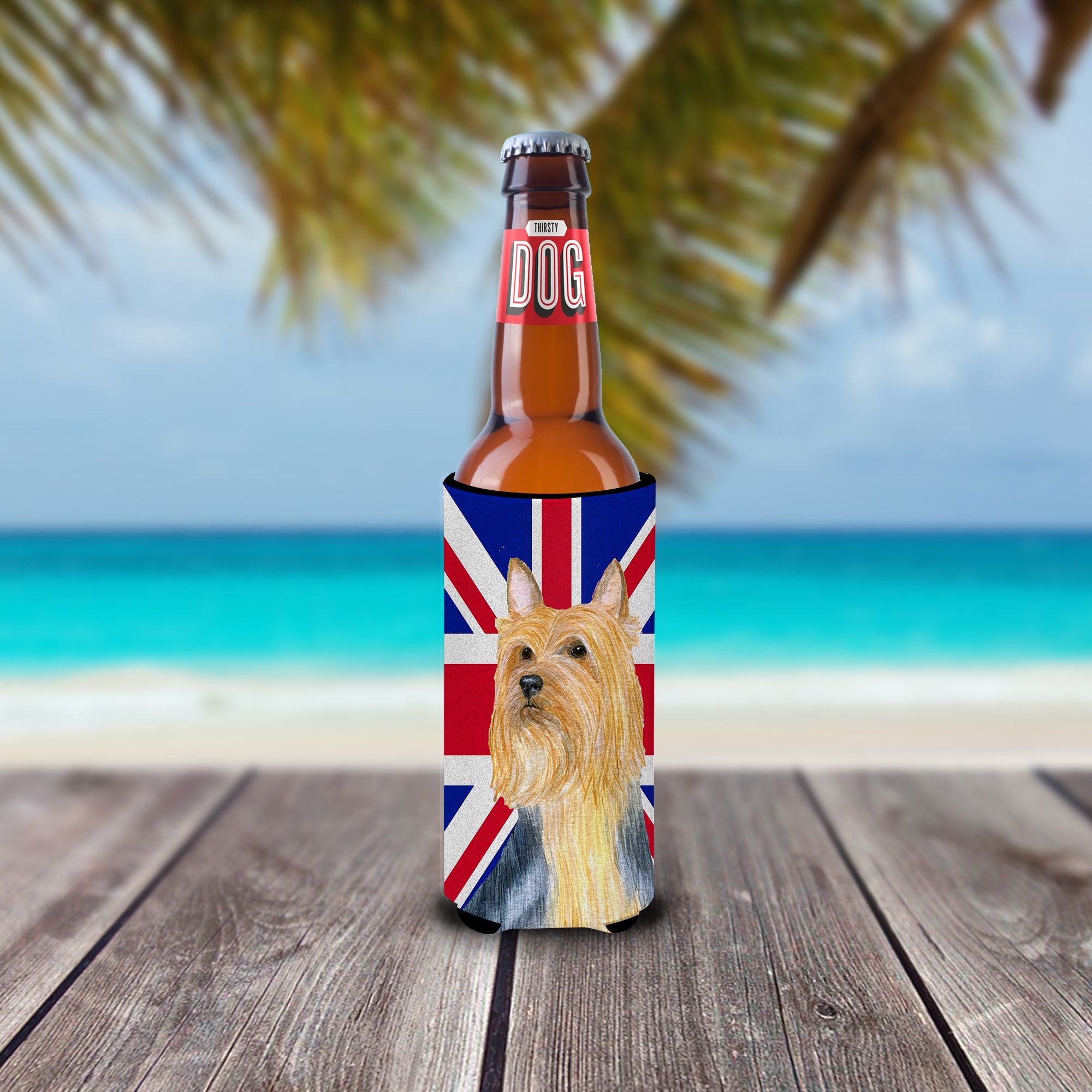 Silky Terrier with English Union Jack British Flag Ultra Beverage Insulators for slim cans LH9468MUK.