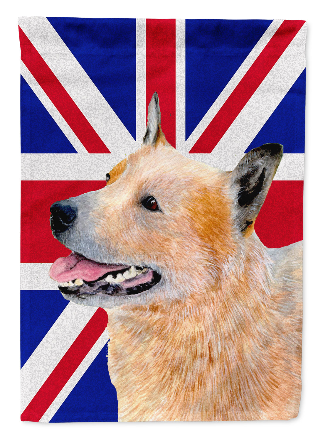 Australian Cattle Dog with English Union Jack British Flag Flag Canvas House Size LH9469CHF  the-store.com.