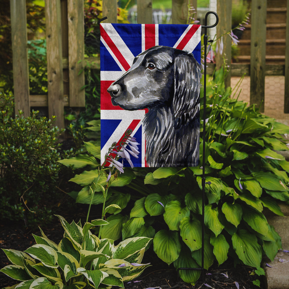 Flat Coated Retriever with English Union Jack British Flag Flag Garden Size  the-store.com.