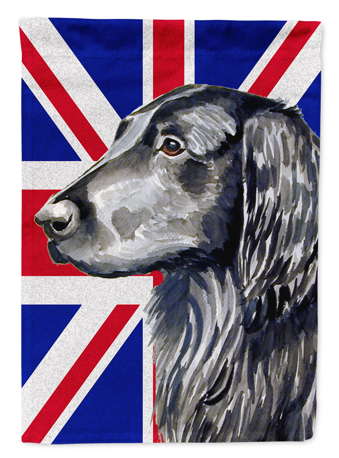 Flat Coated Retriever with English Union Jack British Flag Flag Garden Size  the-store.com.