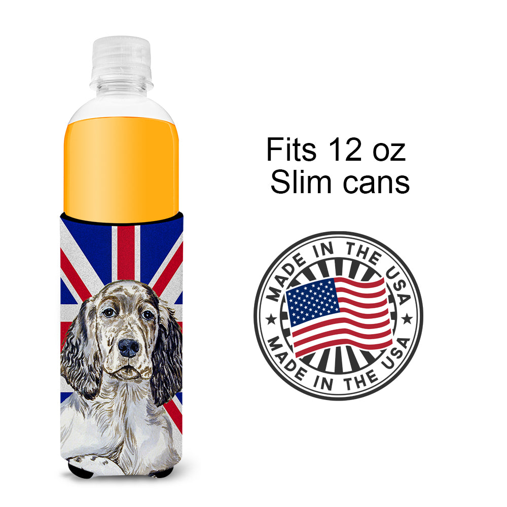 English Setter with English Union Jack British Flag Ultra Beverage Insulators for slim cans LH9474MUK.