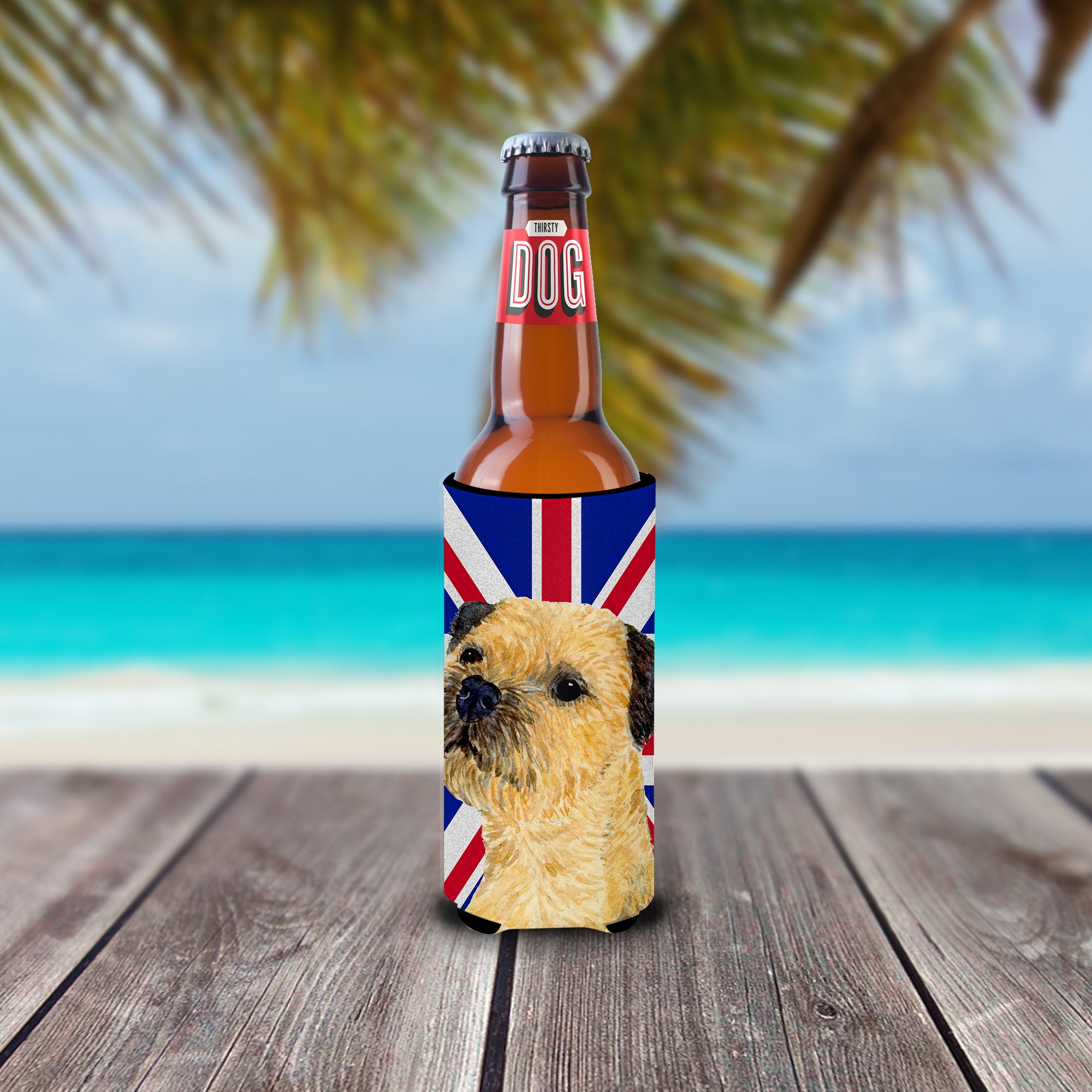 Border Terrier with English Union Jack British Flag Ultra Beverage Insulators for slim cans LH9475MUK.