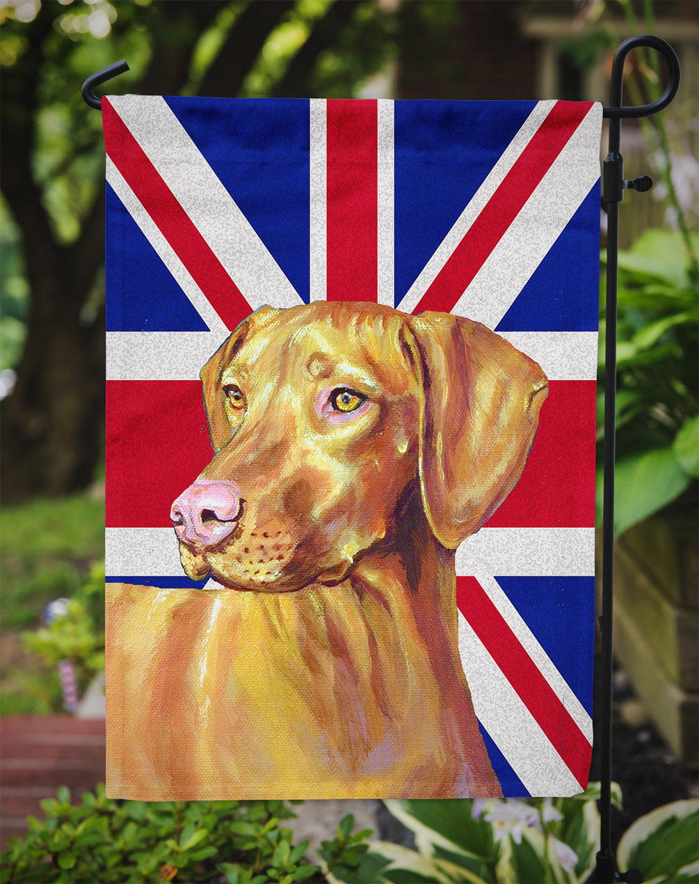 Vizsla with English Union Jack British Flag Flag Garden Size LH9477GF  the-store.com.