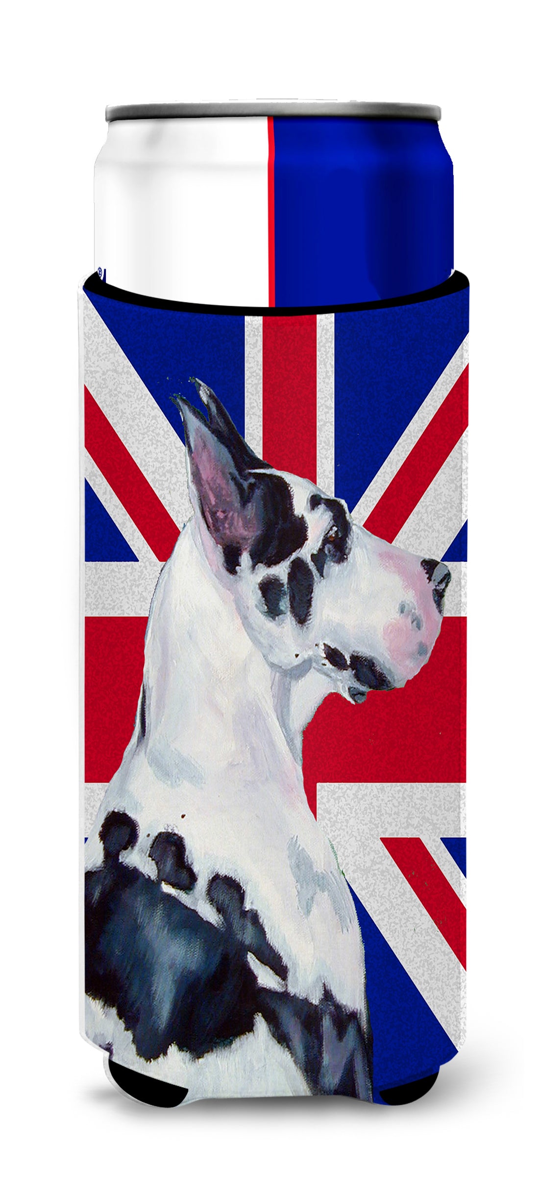 Great Dane with English Union Jack British Flag Ultra Beverage Insulators for slim cans LH9478MUK.