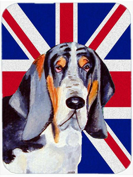 Basset Hound with English Union Jack British Flag Glass Cutting Board Large Size LH9479LCB by Caroline's Treasures