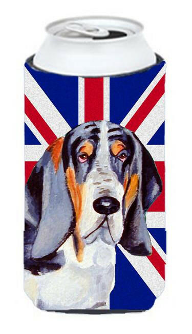 Basset Hound with English Union Jack British Flag Tall Boy Beverage Insulator Hugger LH9479TBC by Caroline&#39;s Treasures