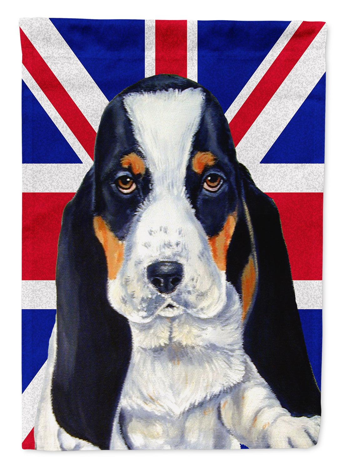 Basset Hound with English Union Jack British Flag Flag Garden Size  the-store.com.