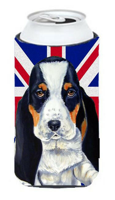 Basset Hound with English Union Jack British Flag Tall Boy Beverage Insulator Hugger LH9481TBC by Caroline&#39;s Treasures