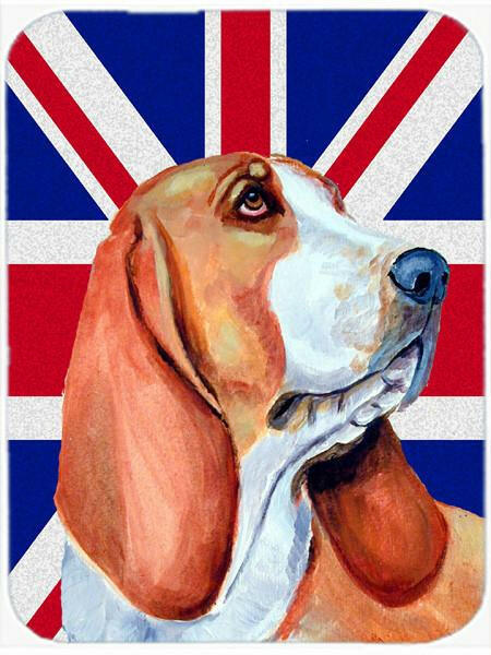 Basset Hound with English Union Jack British Flag Glass Cutting Board Large Size LH9484LCB by Caroline's Treasures