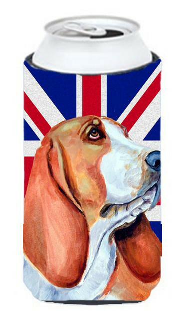 Basset Hound with English Union Jack British Flag Tall Boy Beverage Insulator Hugger LH9484TBC by Caroline&#39;s Treasures