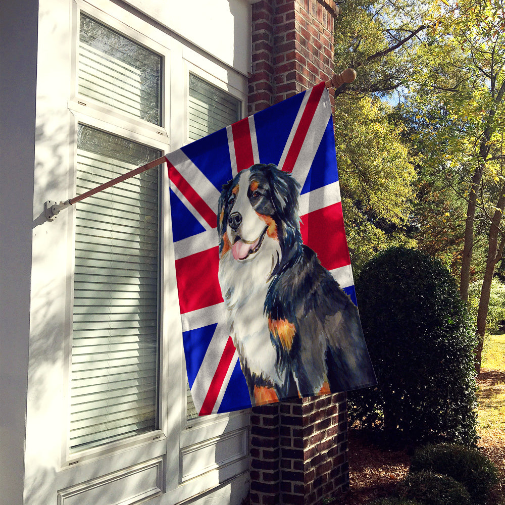 Bernese Mountain Dog with English Union Jack British Flag Flag Canvas House Size LH9486CHF  the-store.com.