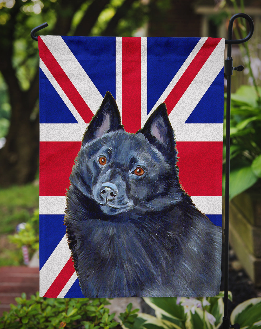 Schipperke with English Union Jack British Flag Flag Garden Size LH9491GF  the-store.com.