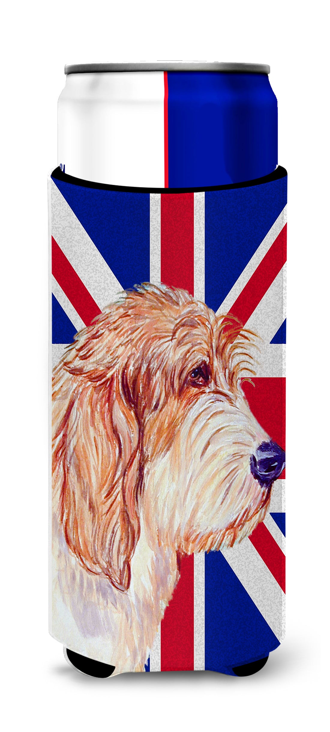 Petit Basset Griffon Vendeen PBGV with English Union Jack British Flag Ultra Beverage Insulators for slim cans LH9496MUK.