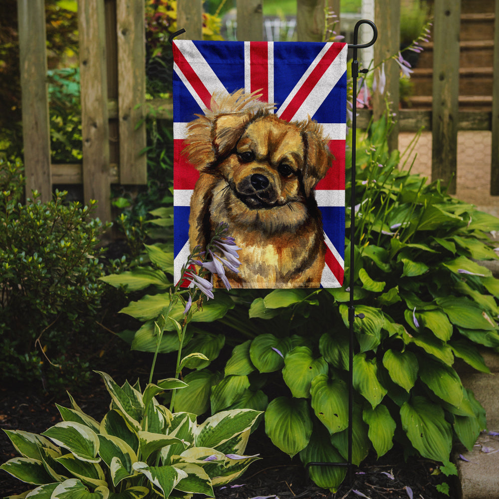 Tibetan Spaniel with English Union Jack British Flag Flag Garden Size LH9499GF  the-store.com.