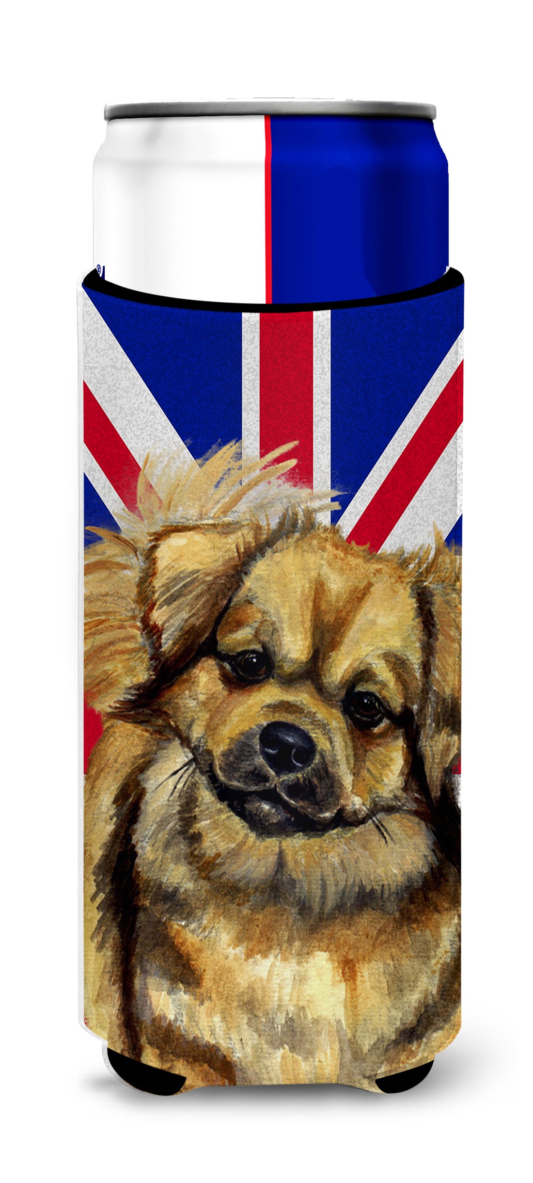 Tibetan Spaniel with English Union Jack British Flag Ultra Beverage Insulators for slim cans LH9499MUK.