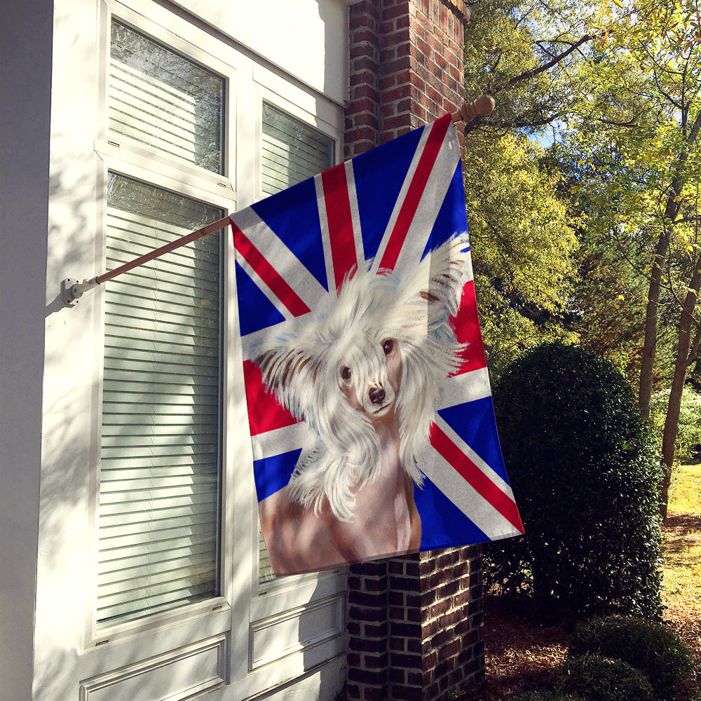 Chinese Crested with English Union Jack British Flag Flag Canvas House Size LH9501CHF  the-store.com.