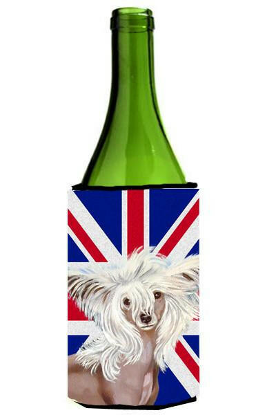 Chinese Crested with English Union Jack British Flag Wine Bottle Beverage Insulator Hugger LH9501LITERK by Caroline's Treasures