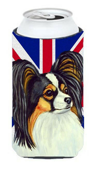 Papillon with English Union Jack British Flag Tall Boy Beverage Insulator Hugger LH9503TBC by Caroline's Treasures