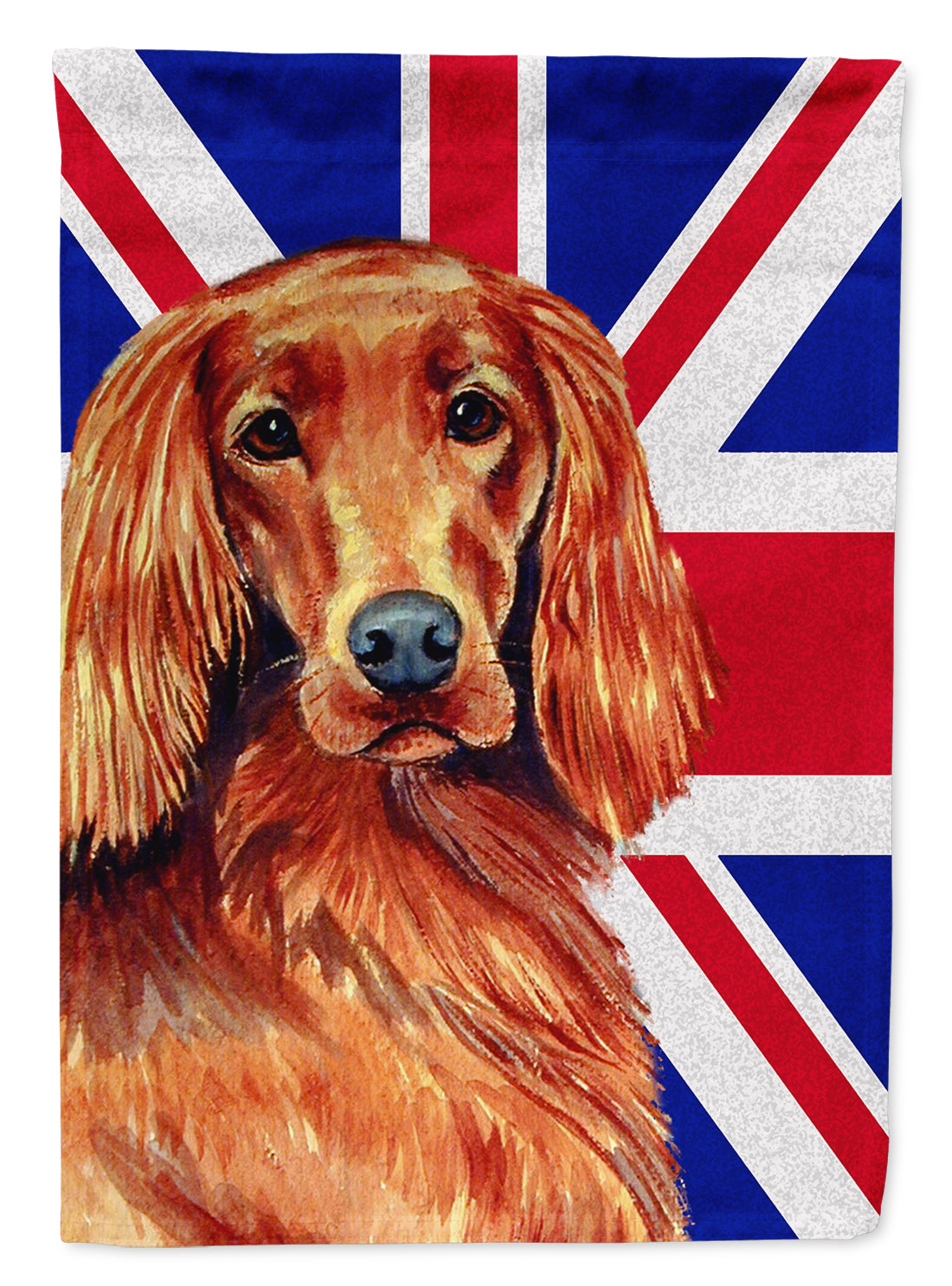 Irish Setter with English Union Jack British Flag Flag Canvas House Size LH9504CHF  the-store.com.