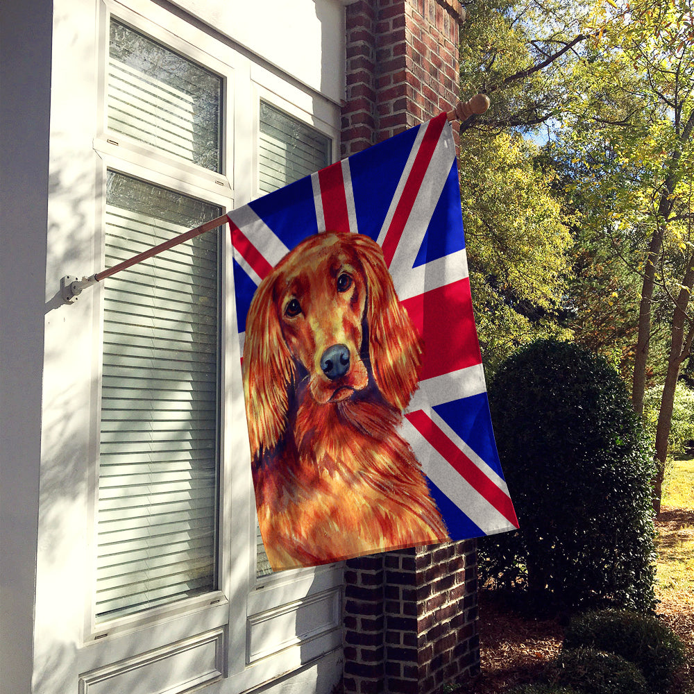 Irish Setter with English Union Jack British Flag Flag Canvas House Size LH9504CHF  the-store.com.