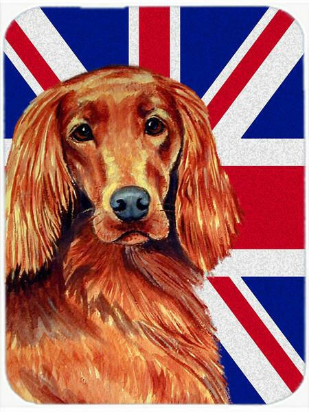 Irish Setter with English Union Jack British Flag Glass Cutting Board Large Size LH9504LCB by Caroline&#39;s Treasures