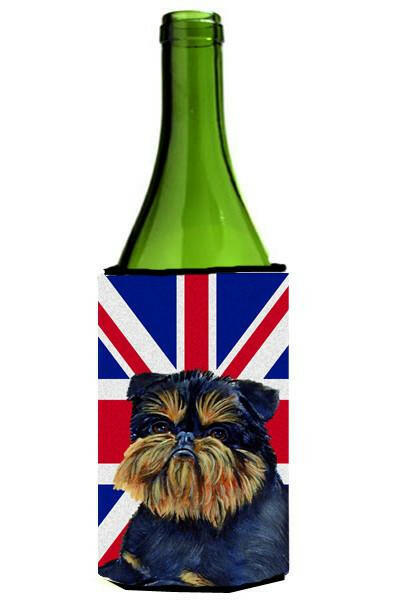 Brussels Griffon with English Union Jack British Flag Wine Bottle Beverage Insulator Hugger LH9505LITERK by Caroline's Treasures