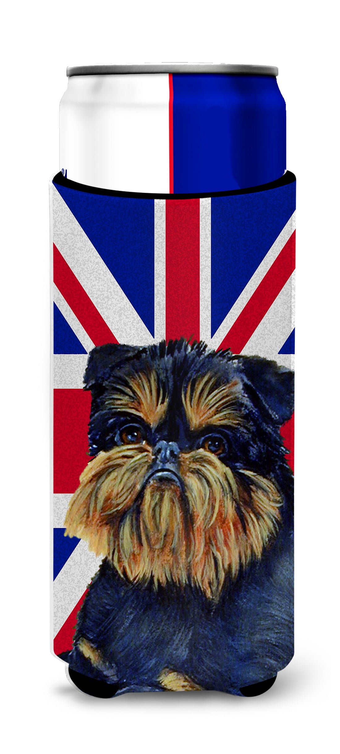 Brussels Griffon with English Union Jack British Flag Ultra Beverage Insulators for slim cans LH9505MUK.