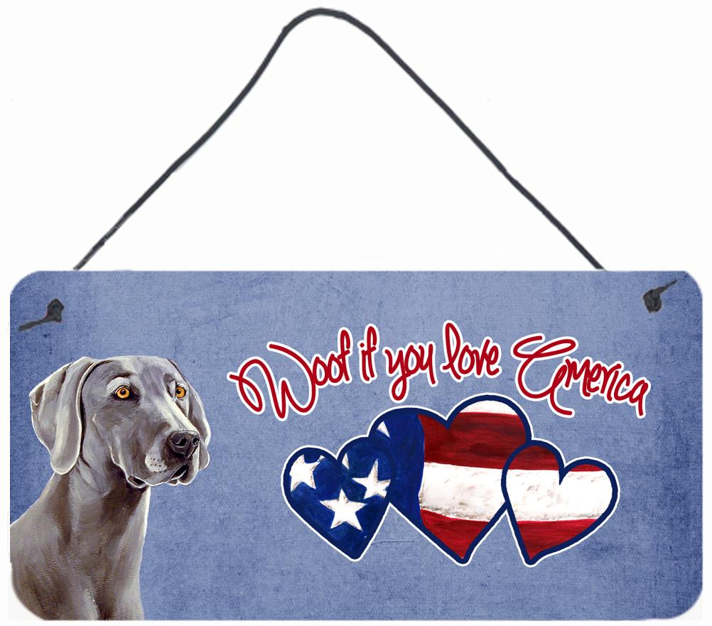 Woof if you love America Weimaraner Wall or Door Hanging Prints LH9518DS612 by Caroline's Treasures