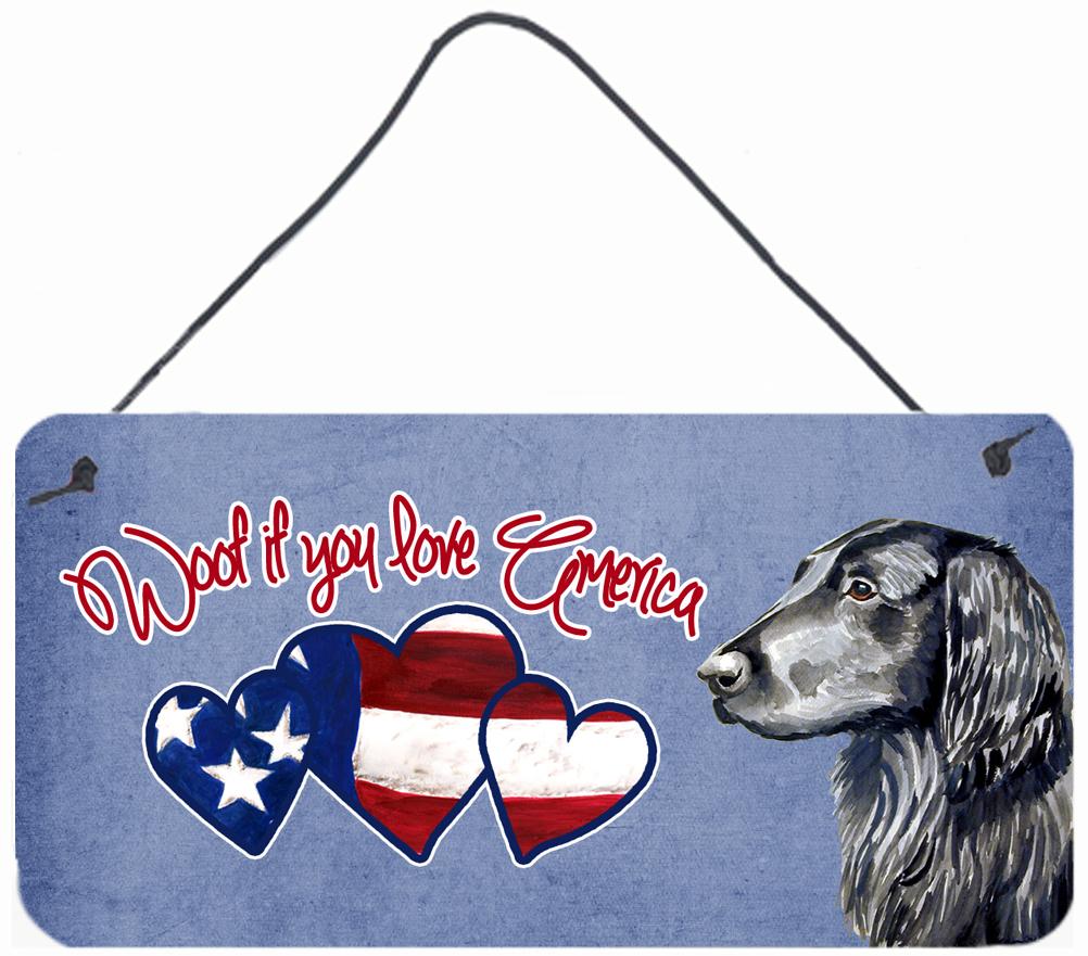 Woof if you love America Flat Coated Retriever Wall or Door Hanging Prints by Caroline's Treasures