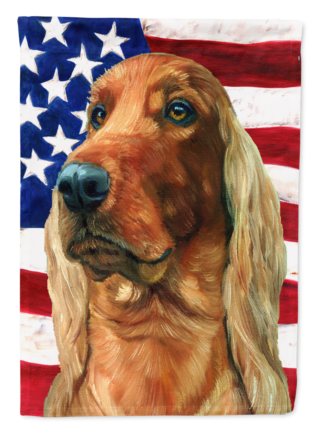 Irish Setter USA Patriotic American Flag Flag Canvas House Size LH9541CHF  the-store.com.