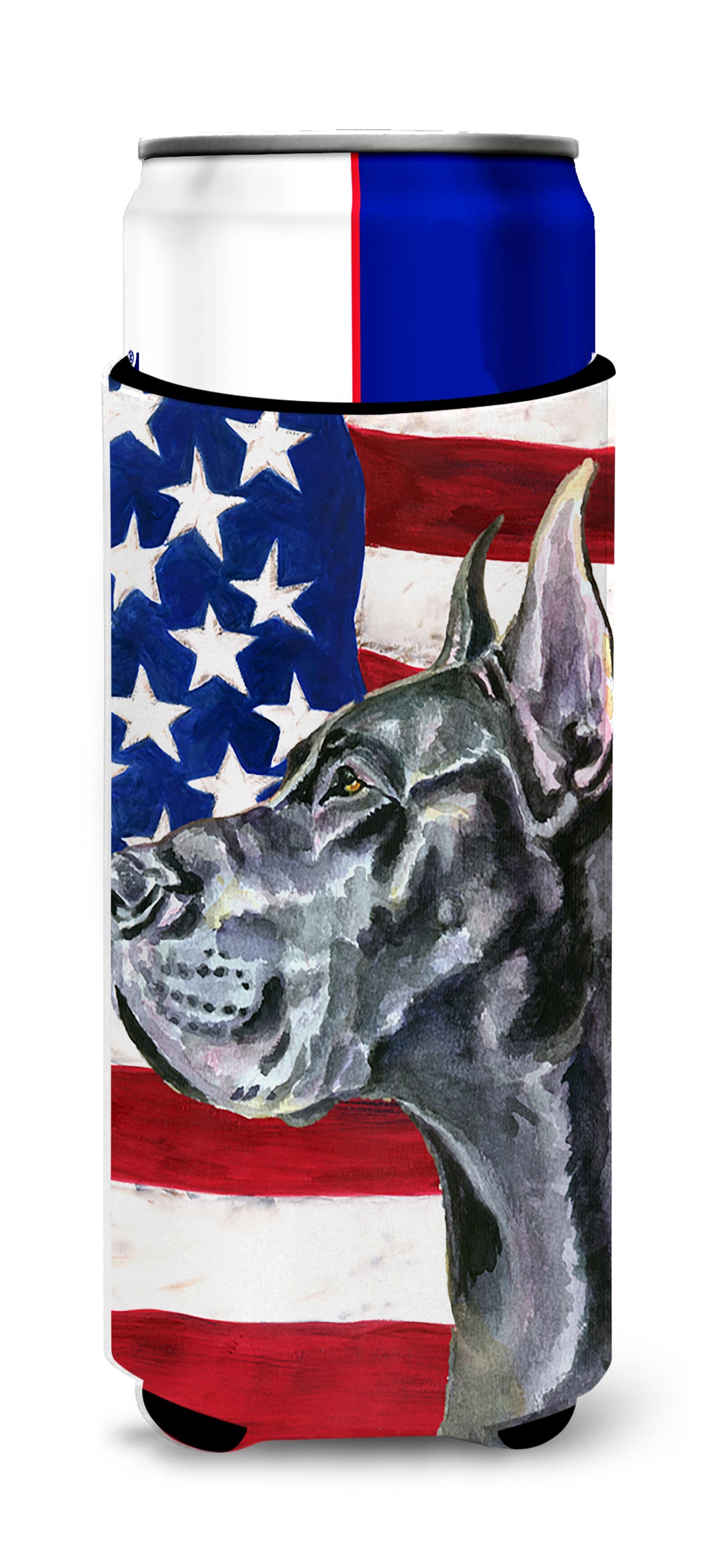 Black Great Dane USA Patriotic American Flag Ultra Beverage Insulators for slim cans LH9543MUK  the-store.com.