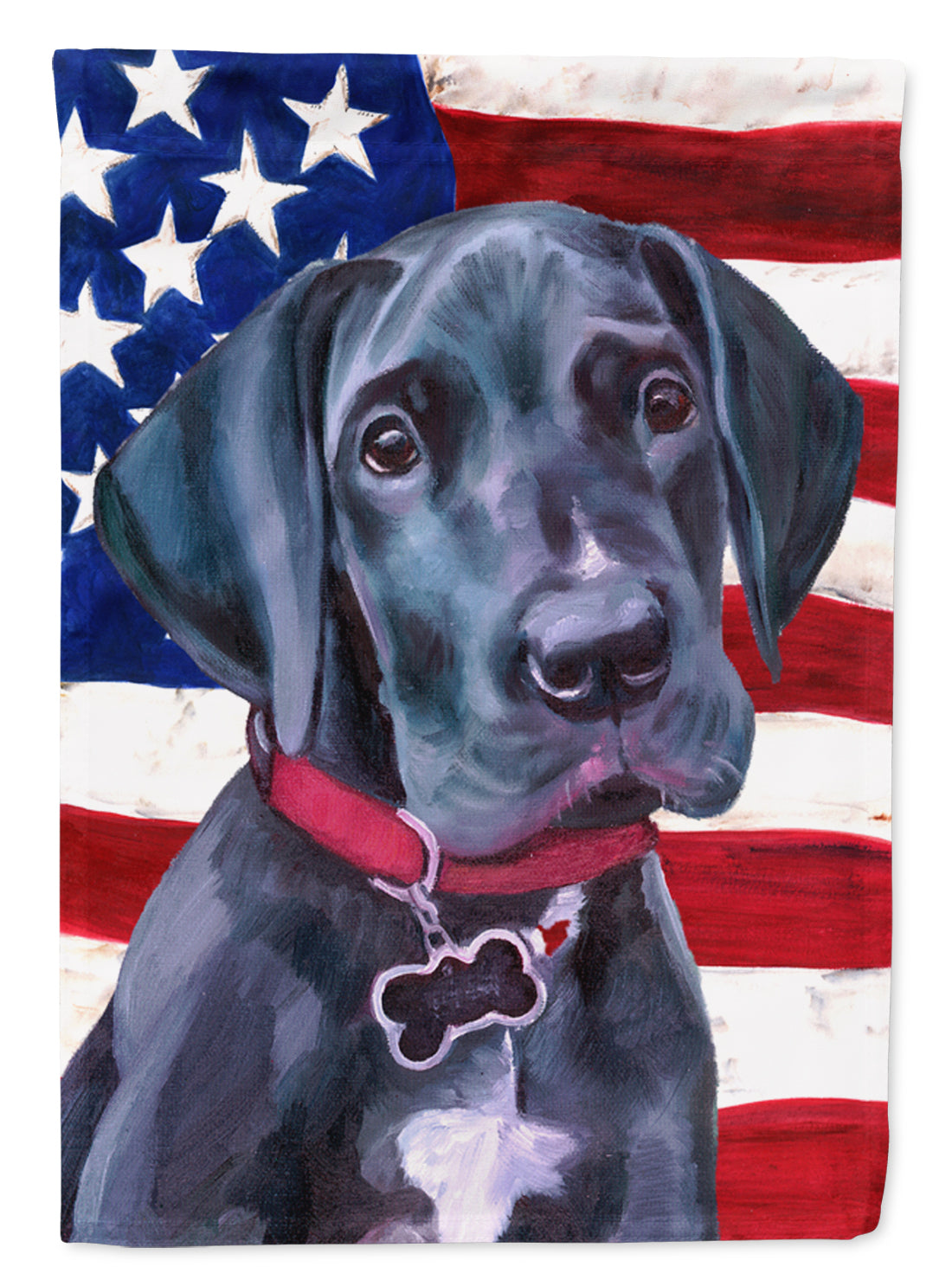 Black Great Dane Puppy USA Patriotic American Flag Flag Garden Size  the-store.com.