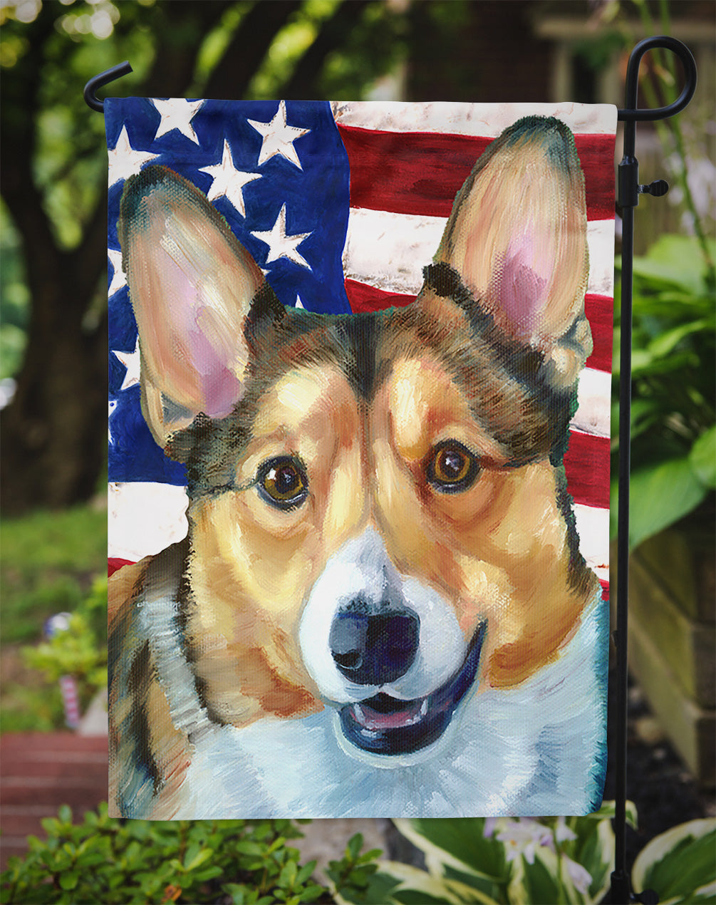 Corgi USA Patriotic American Flag Flag Garden Size LH9546GF  the-store.com.