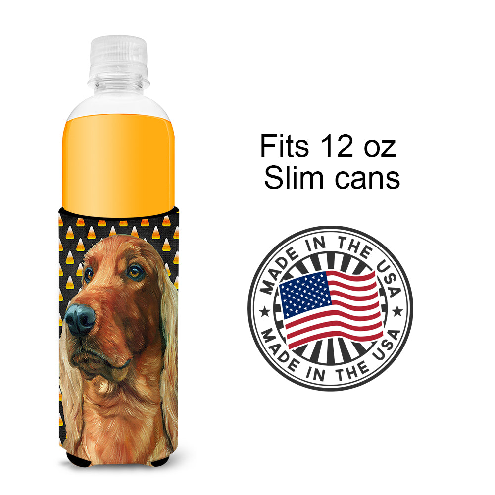 Irish Setter Candy Corn Halloween Ultra Beverage Insulators for slim cans LH9548MUK  the-store.com.