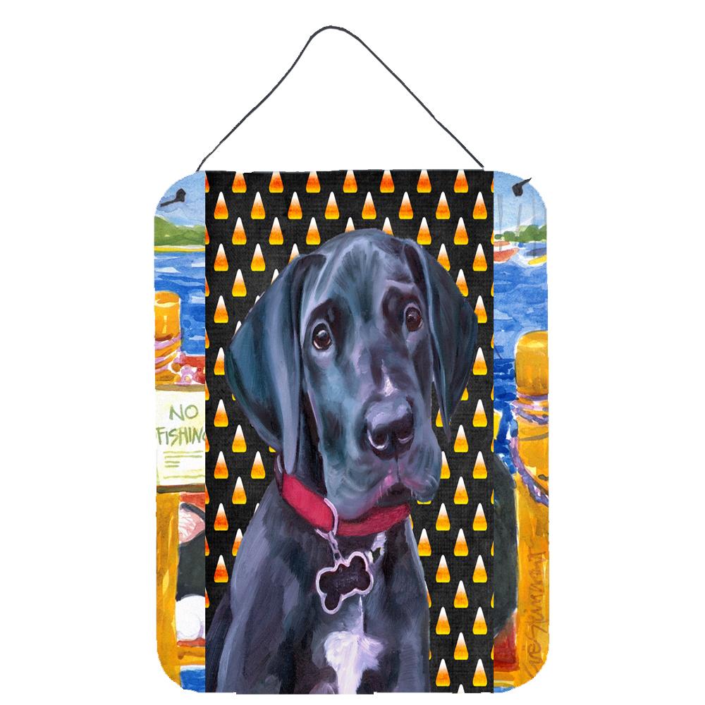 Black Great Dane Puppy Candy Corn Halloween Wall or Door Hanging Prints LH9551DS1216 by Caroline's Treasures