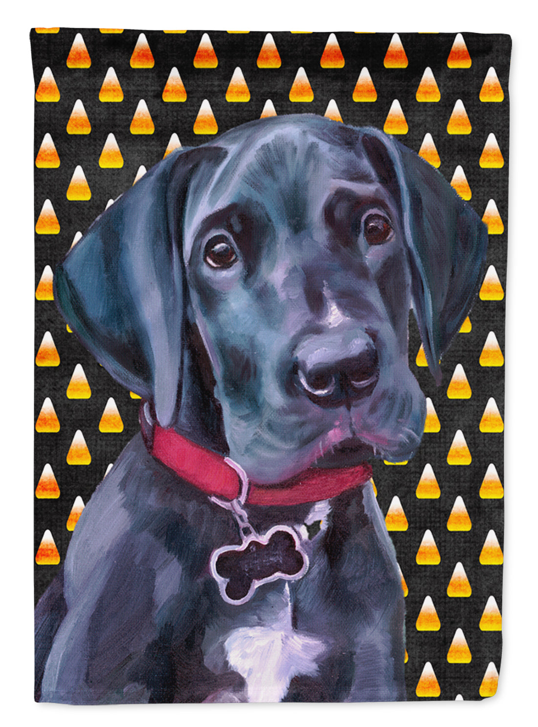 Black Great Dane Puppy Candy Corn Halloween Flag Garden Size  the-store.com.