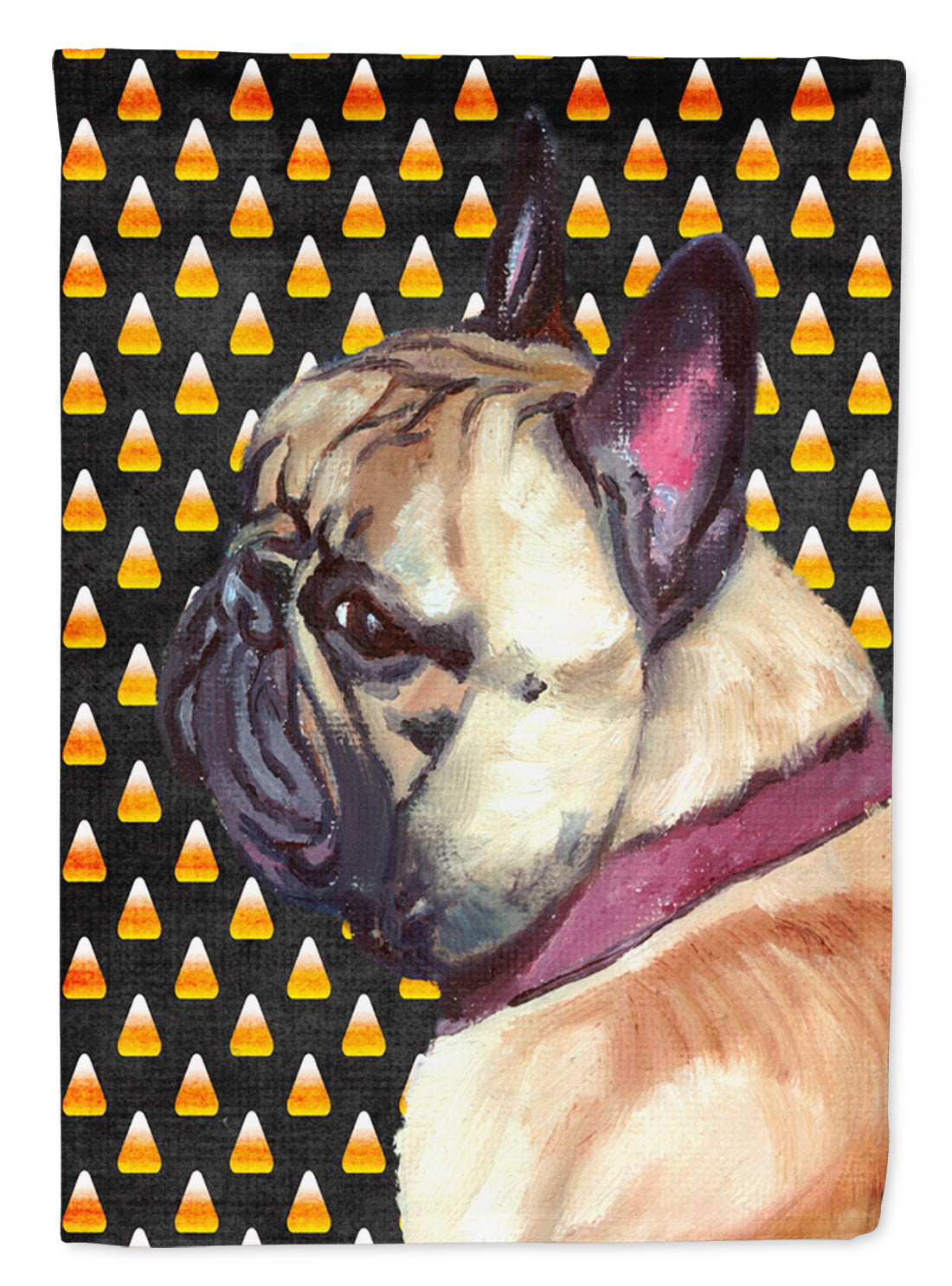 French Bulldog Frenchie Candy Corn Halloween Flag Canvas House Size LH9552CHF  the-store.com.