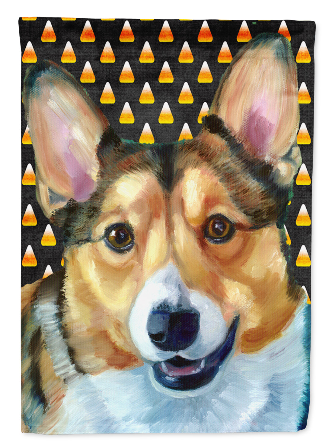 Corgi Candy Corn Halloween Flag Canvas House Size LH9553CHF  the-store.com.