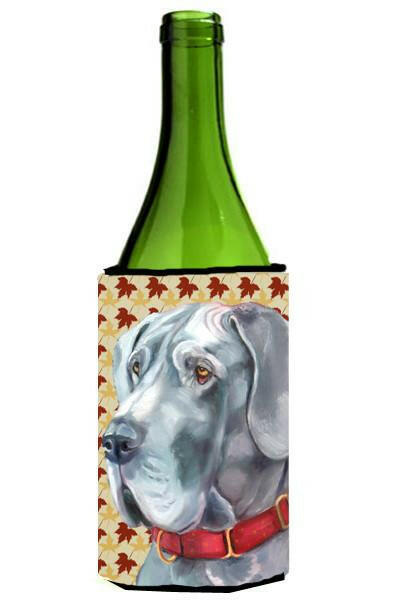 Great Dane Fall Leaves Wine Bottle Beverage Insulator Hugger LH9556LITERK by Caroline's Treasures