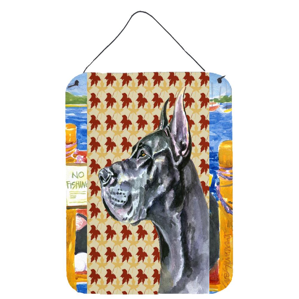 Black Great Dane Fall Leaves Wall or Door Hanging Prints LH9557DS1216 by Caroline's Treasures