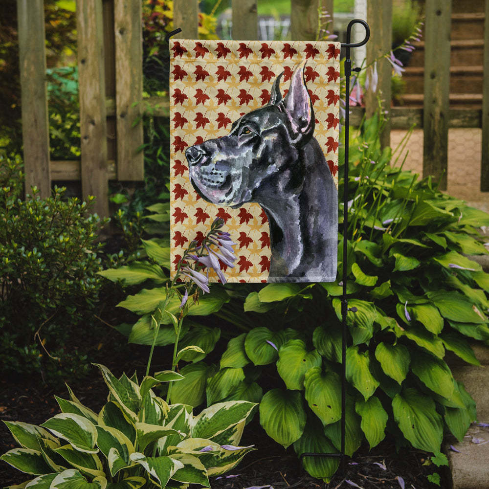 Black Great Dane Fall Leaves Flag Garden Size  the-store.com.