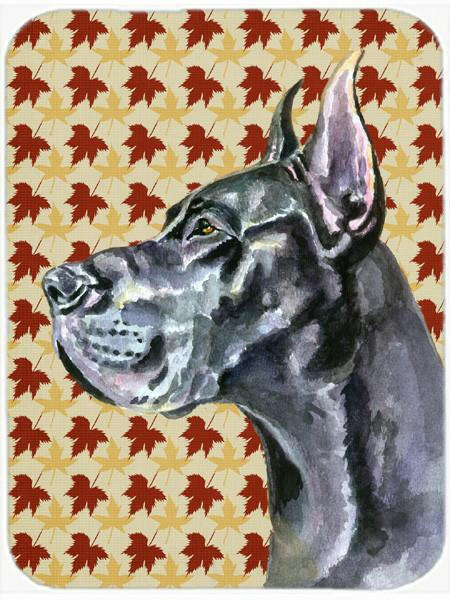 Black Great Dane Fall Leaves Glass Cutting Board Large LH9557LCB by Caroline's Treasures