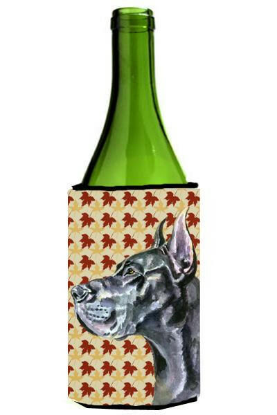 Black Great Dane Fall Leaves Wine Bottle Beverage Insulator Hugger LH9557LITERK by Caroline's Treasures