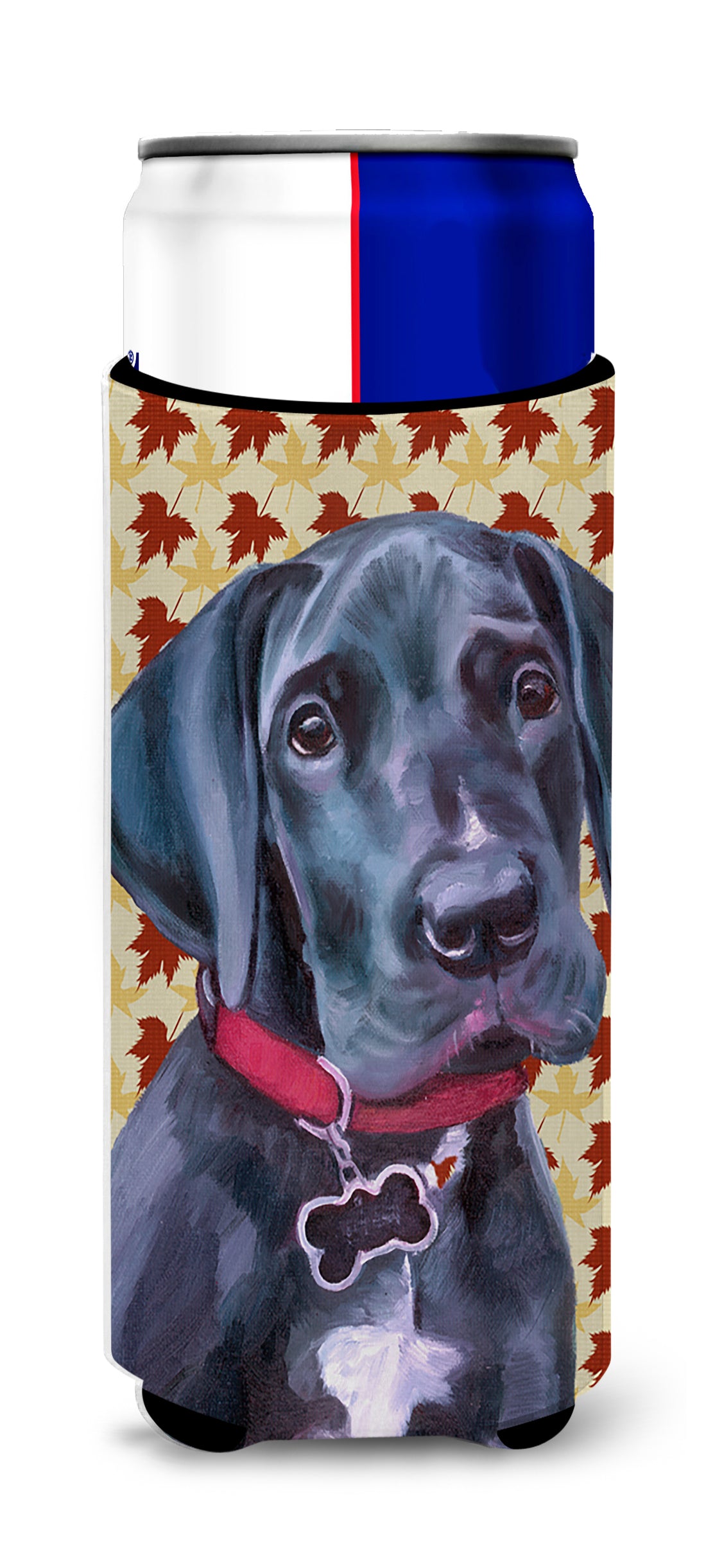 Black Great Dane Puppy Fall Leaves Ultra Beverage Insulators for slim cans LH9558MUK  the-store.com.