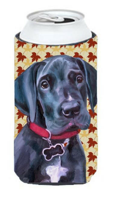 Black Great Dane Puppy Fall Leaves Tall Boy Beverage Insulator Hugger LH9558TBC by Caroline's Treasures