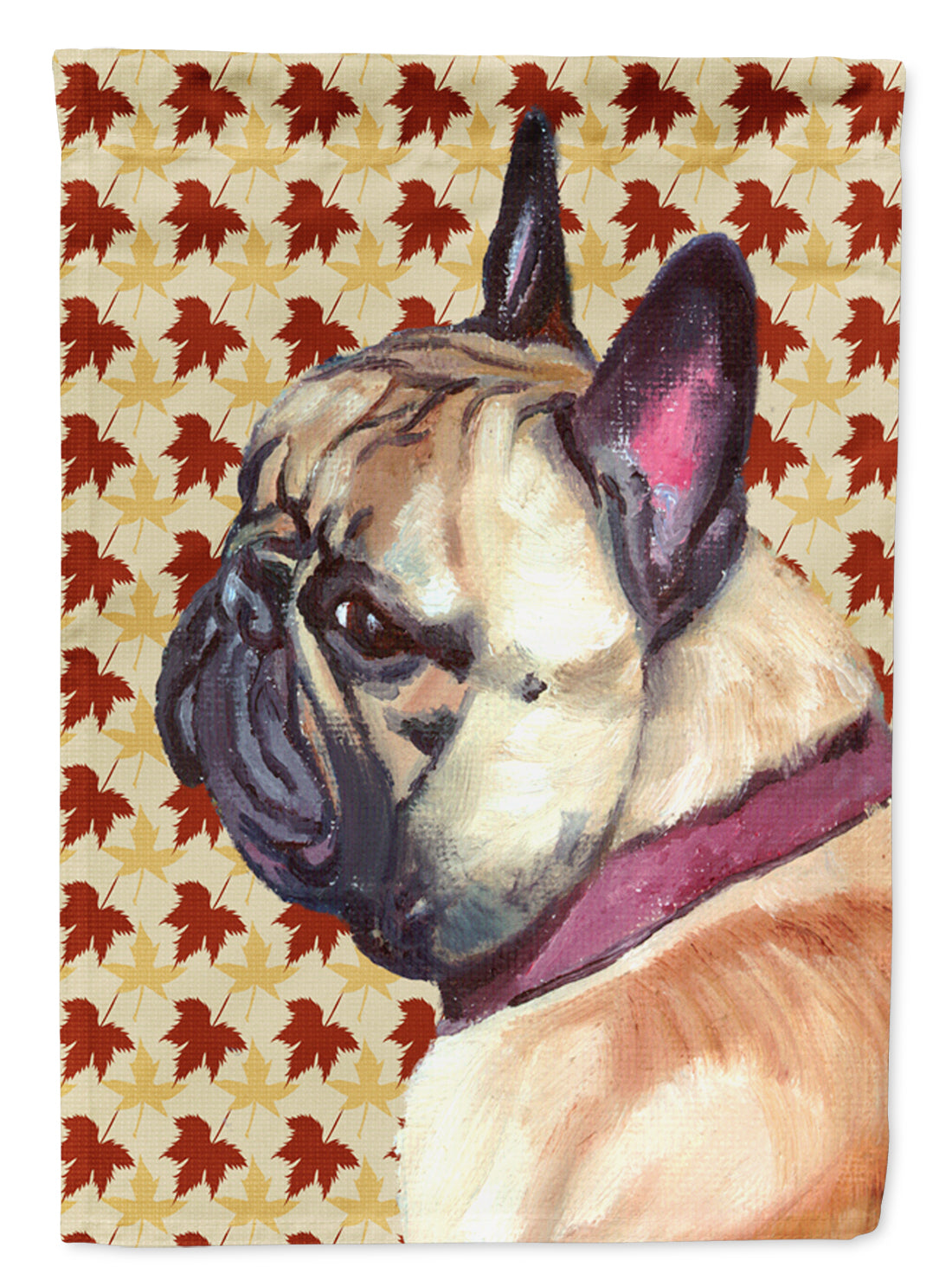 French Bulldog Frenchie Fall Leaves Flag Canvas House Size LH9559CHF  the-store.com.