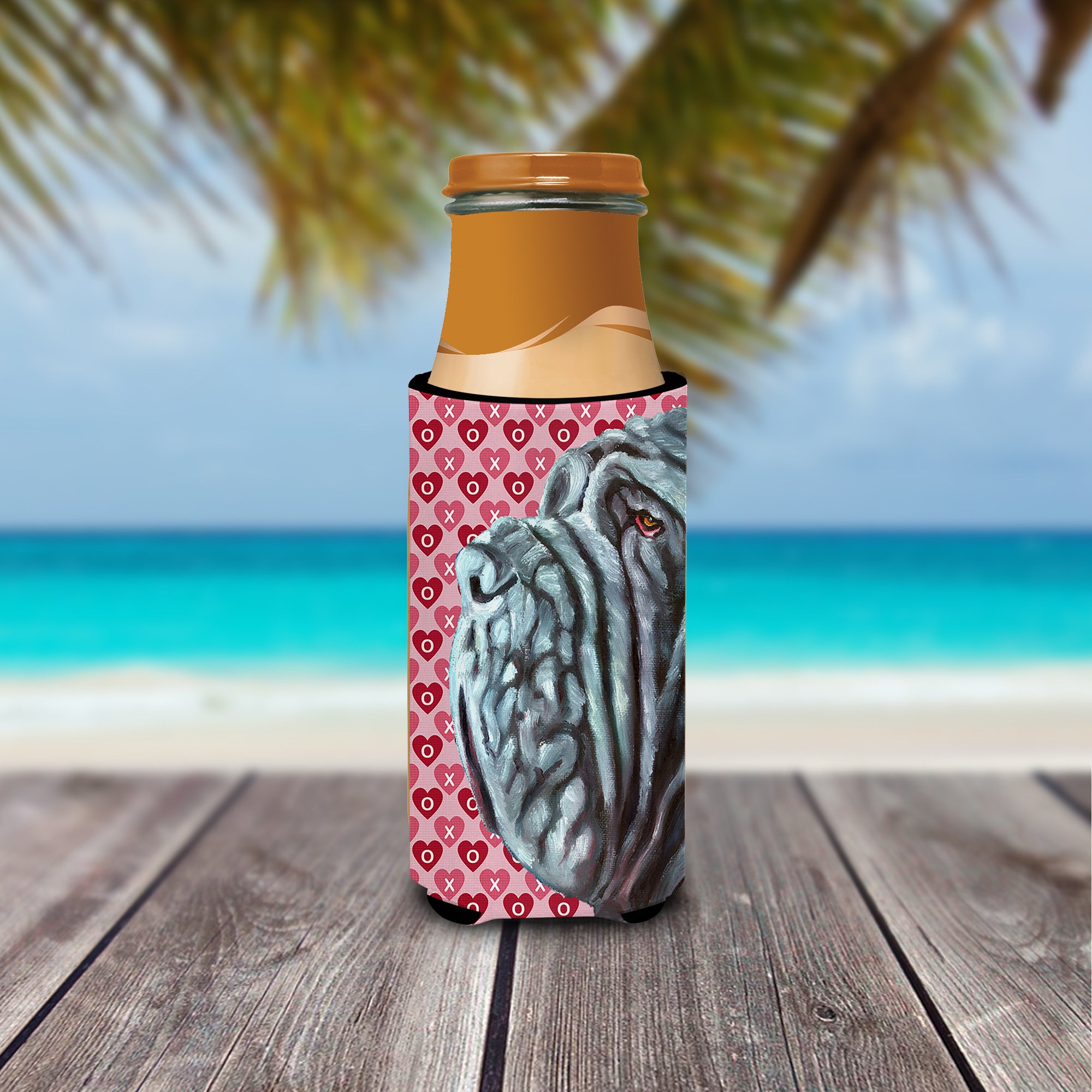 Neapolitan Mastiff Hearts Love and Valentine's Day Ultra Beverage Insulators for slim cans LH9561MUK  the-store.com.