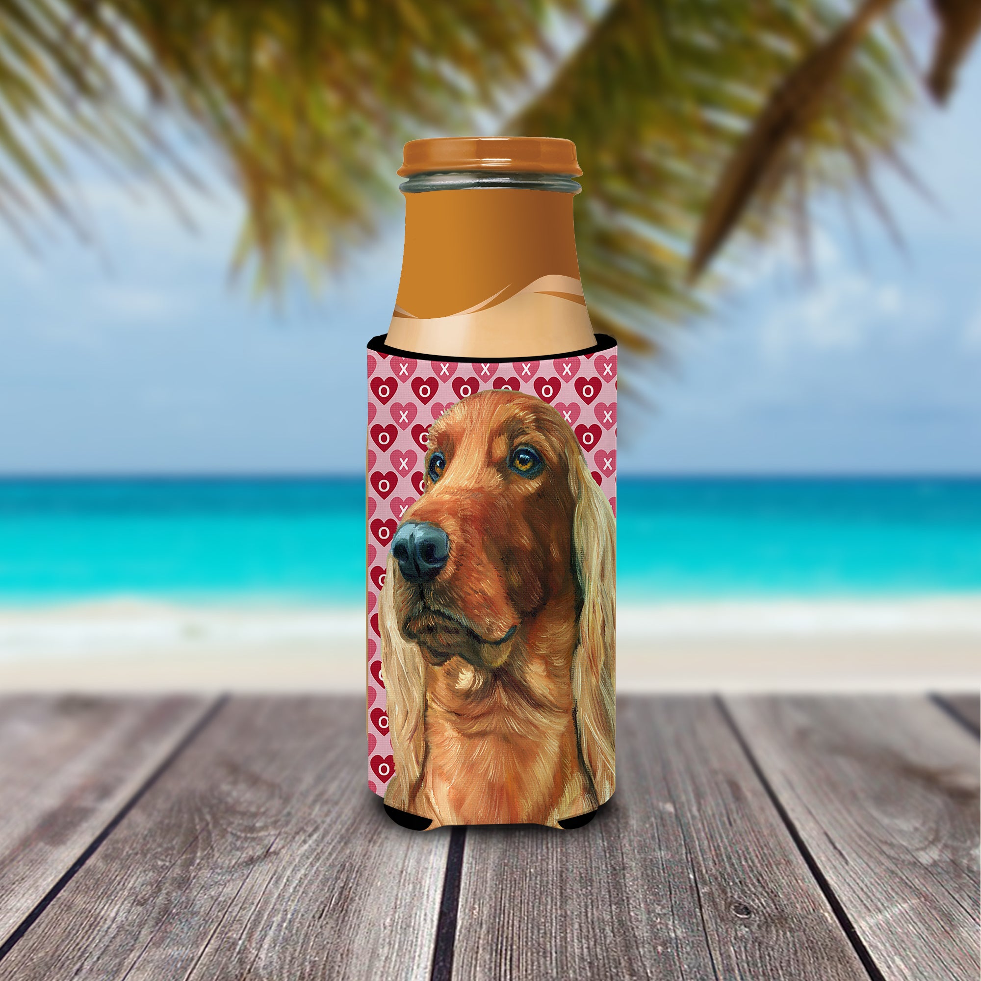 Irish Setter Hearts Love and Valentine's Day Ultra Beverage Insulators for slim cans LH9562MUK  the-store.com.